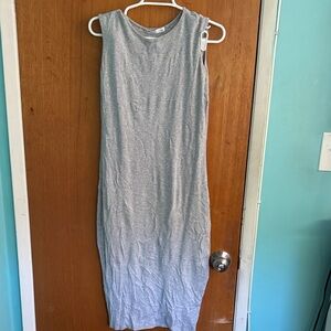 Rebdolls Ribbed Sleeveless Crew Neck Midi Dress - Gray